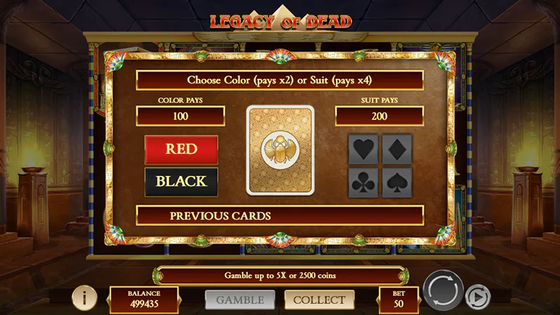 Recurso de aposta do Legacy of Dead