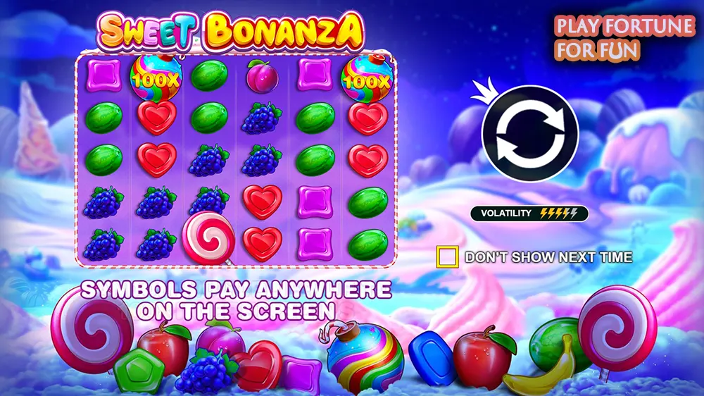 tela de início do sweet bonanza