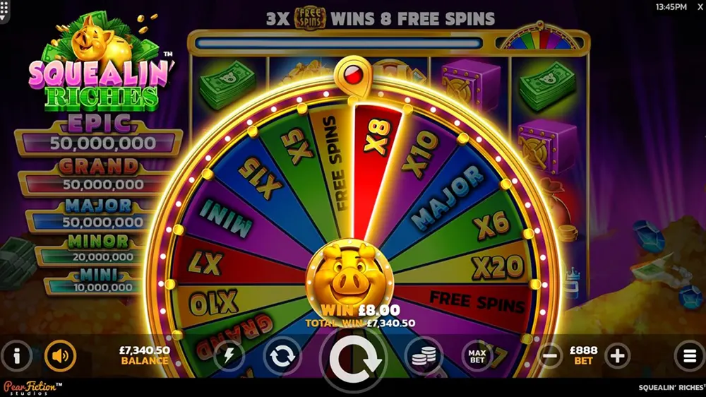 roda de bônus squealin riches
