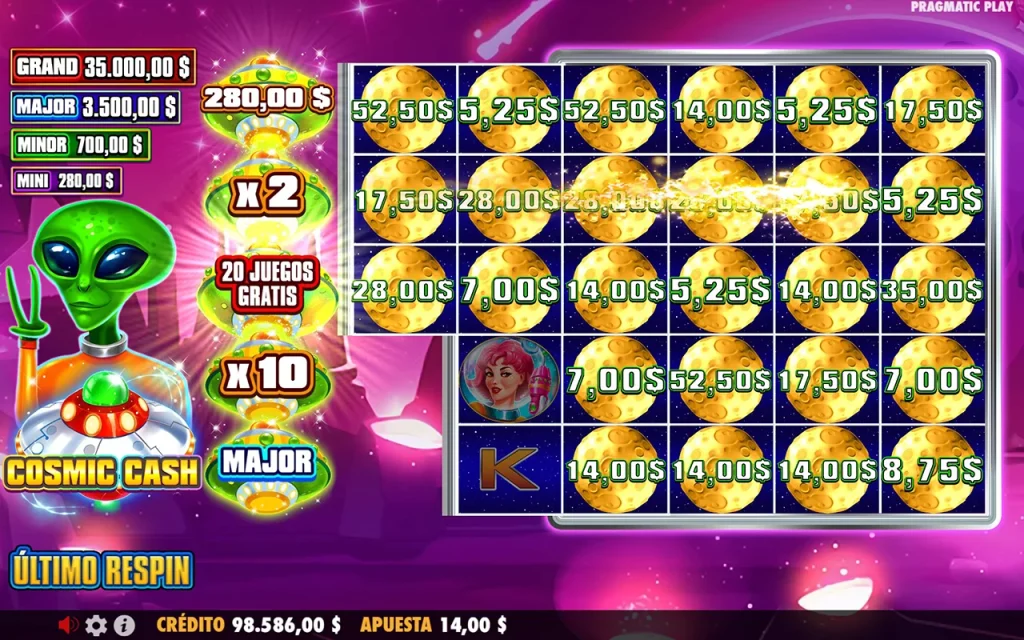Cosmic Cash Rotações Repetidas