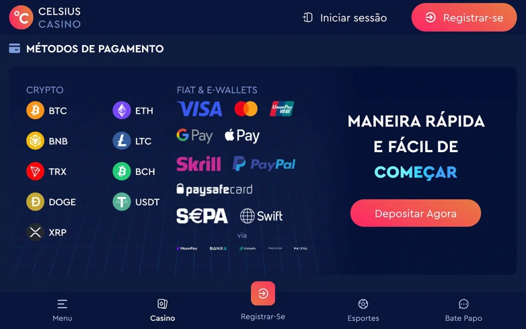 Celsius Métodos de Pagamento