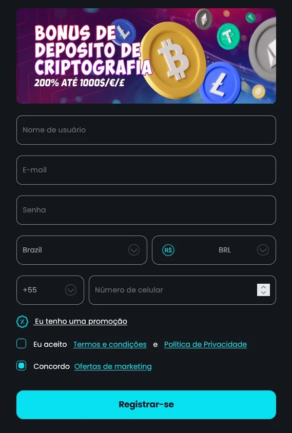 Cosmobet Formulário de Registro
