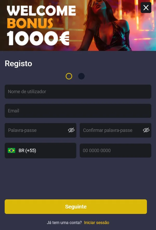 TikTok Casino Formulário de Registro