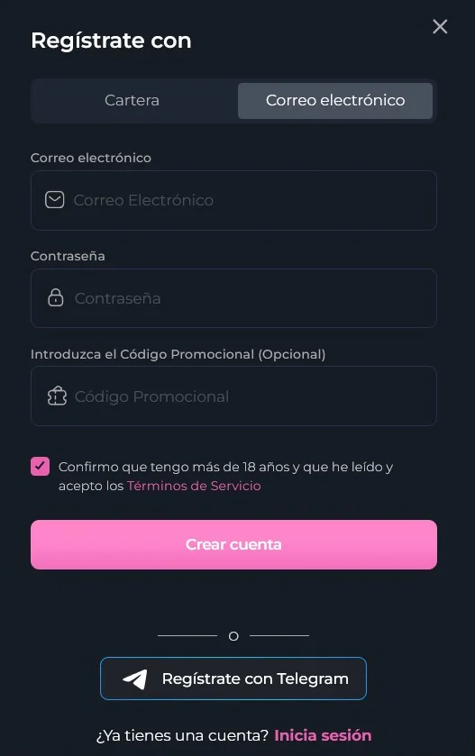 HunnyPlay Formulário de Registro