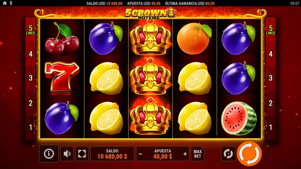 5 Crown Hotfire Símbolos Especiais