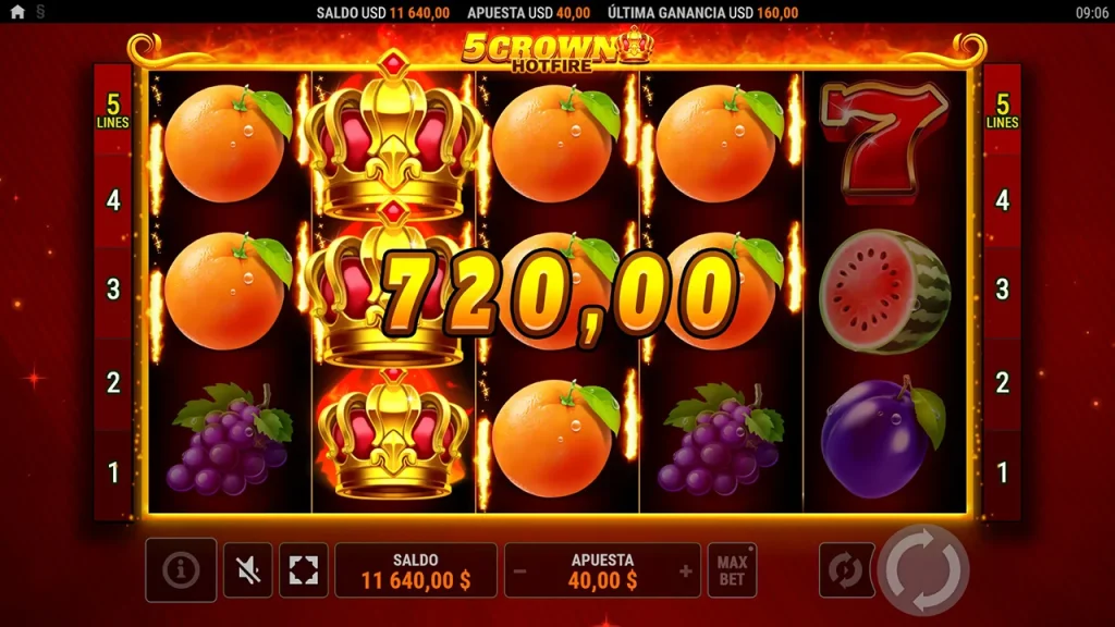 5 Crown Hotfire Ganhos