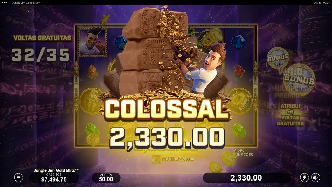 Jungle Jim Gold Blitz Ganhos