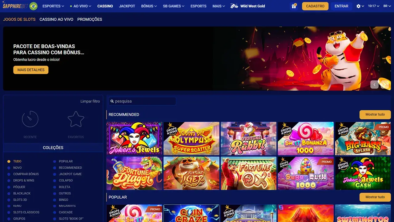 SapphireBet Cassino Jogos