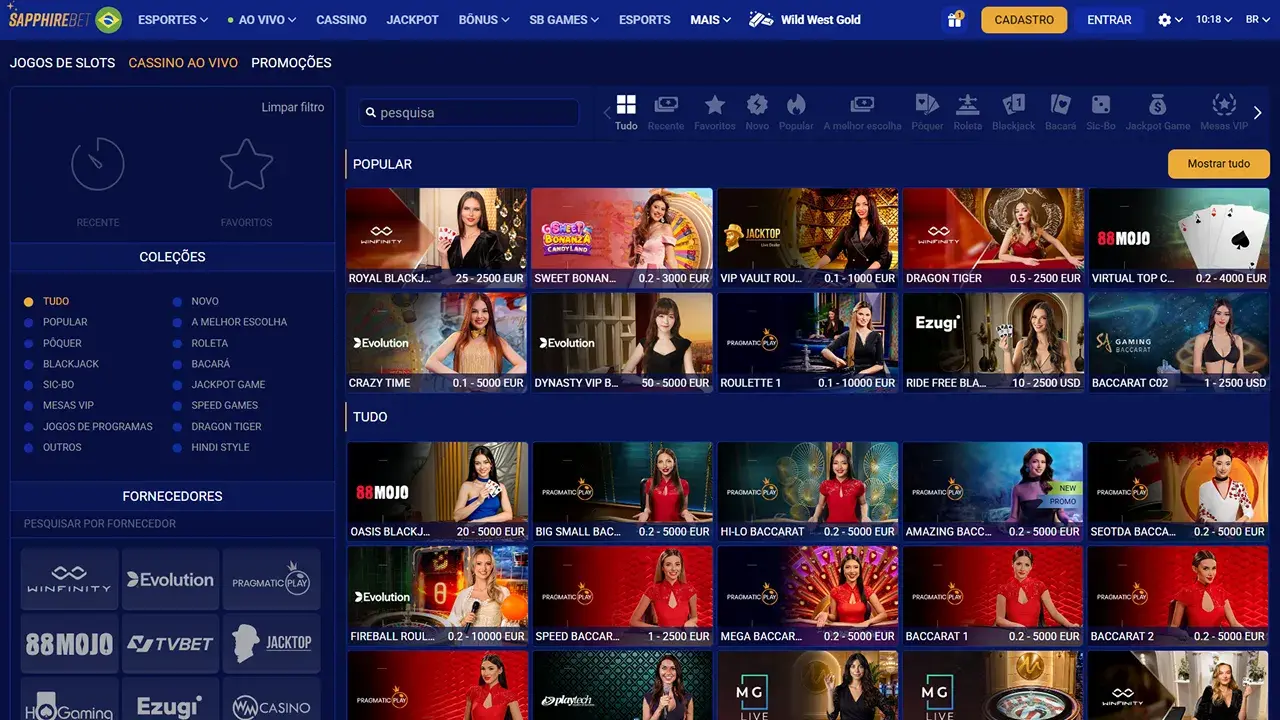SapphireBet Cassino Dealer ao Vivo