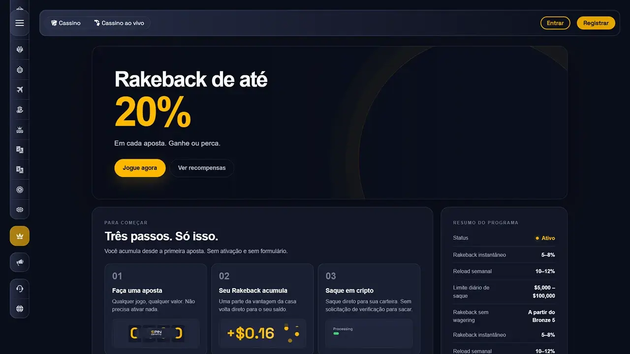 SpinCrypto Cassino Programa de Fidelidade