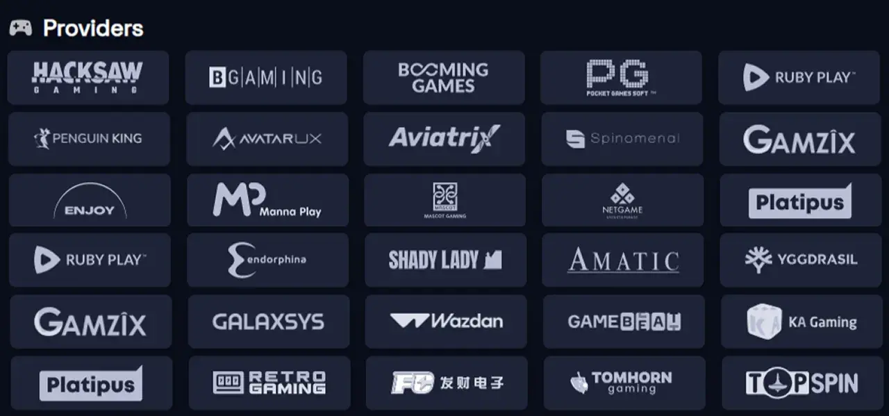 SpinCrypto Cassino Provedores