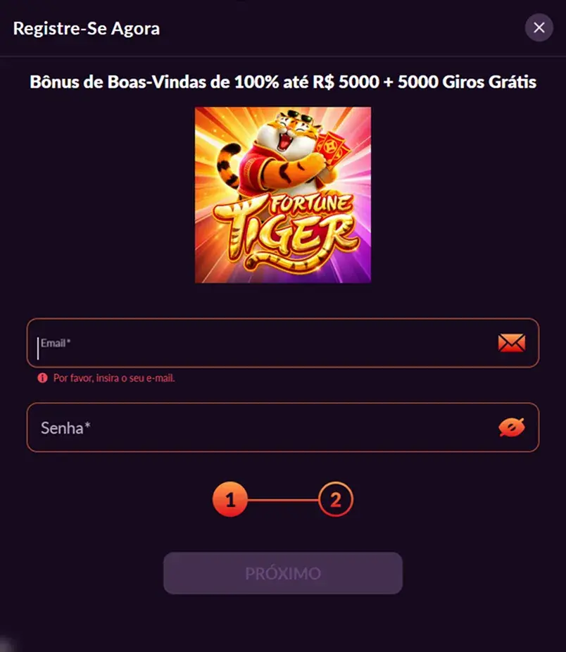Meteoro Cassino Formulário de Cadastro